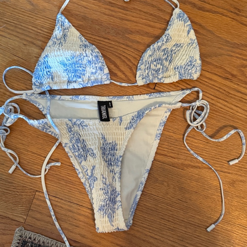 Triangl Swimwear Blue and White Bikini